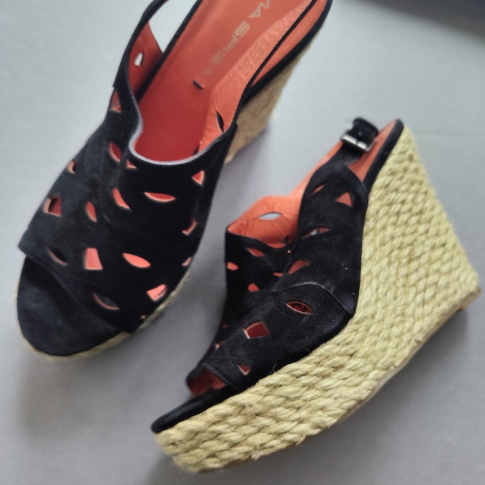 Via Spiga Leather Wedge Sandals 9